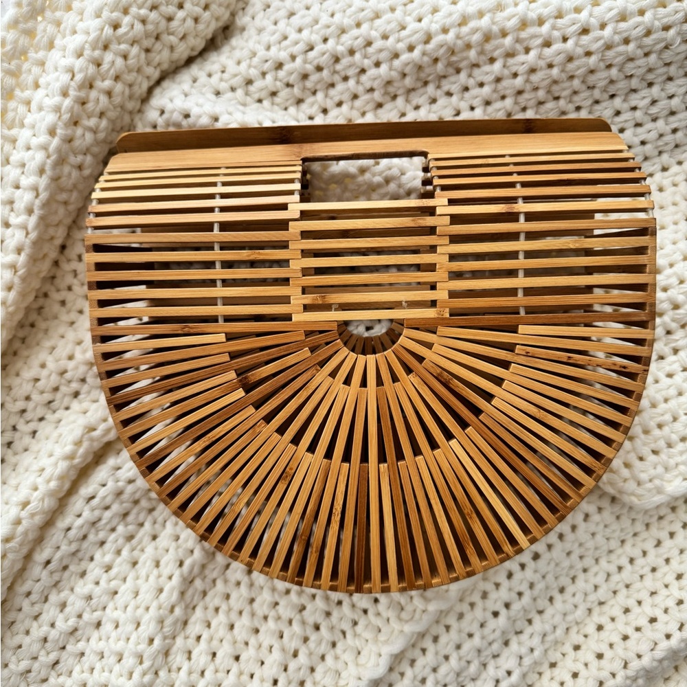 bamboo basket bag NWOT